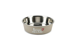 Beeztees - Beeztees Köpek Mama Su Kabı, Paslanmaz Çelik, Gri, 14cm, 450ml
