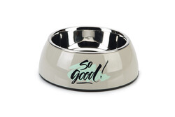 Beeztees Köpek Mama Su Kabı, Paslanmaz Çelik, Gri, 18cm, 350ml - Beeztees