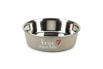 Beeztees Köpek Mama Su Kabı, Paslanmaz Çelik, Gri, 21cm, 1500ml - 1