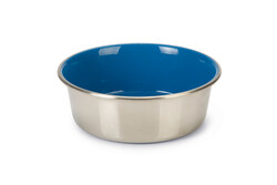 Beeztees - Beeztees Köpek Mama Su Kabı, Paslanmaz Çelik, İçi Mavi, 16cm, 940ml
