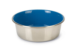 Beeztees Köpek Mama Su Kabı, Paslanmaz Çelik, İçi Mavi, 20cm, 1,9L - Beeztees