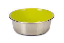 Beeztees - Beeztees Köpek Mama Su Kabı, Paslanmaz Çelik, İçi Sarı, 20cm, 1,9L