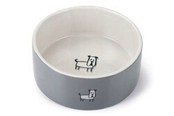 Beeztees - Beeztees Köpek Mama Su Kabı, Seramik, Beyaz Gri, 21,5cm, 2000ml
