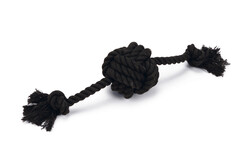 Beeztees Köpek Oyuncağı, Diş İpinden Tutamaçlı Top, Pamuk İplerden, Siyah, 40x7x7cm, 120gr - Beeztees