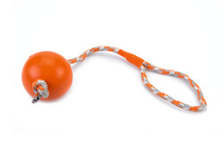 Beeztees - Beeztees Köpek Oyuncağı, İpli Dolu Top, Kauçuk, Turuncu, 30cm