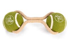 Beeztees - Beeztees Köpek Oyuncağı, İpli İki Tenis Topu, Kauçuk, Gri/Kahverengi, 21cm, Top 6,3cm