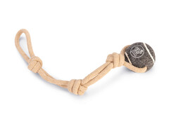 Beeztees - Beeztees Köpek Oyuncağı, İpli Tenis Topu, Kauçuk, Gri/Kahverengi, İp 39cm, Top 6,3cm