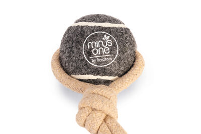 Beeztees Köpek Oyuncağı, İpli Tenis Topu, Kauçuk, Gri/Kahverengi, İp 39cm, Top 6,3cm - 3