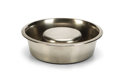 Beeztees - Beeztees Köpek Yavaş Besleme Mama Kabı, Paslanmaz Çelik, 25cm