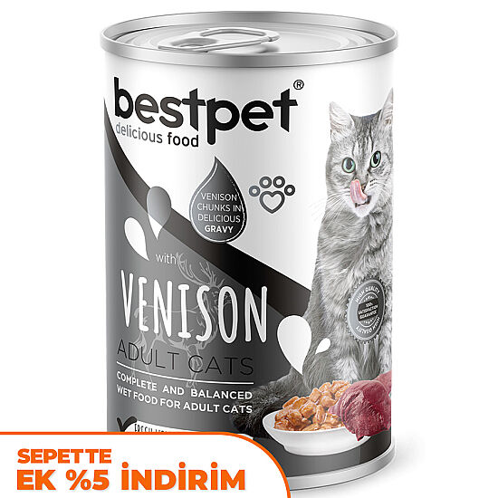 Bestpet Geyik Parça Etli ve Soslu Yetişkin Kedi Konservesi 400 Gr - 1
