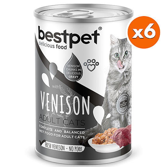 Bestpet Geyik Parça Etli ve Soslu Yetişkin Kedi Konservesi 400 Gr x 6 Adet - 2