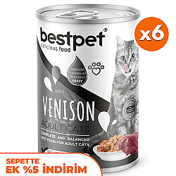 Bestpet Geyik Parça Etli ve Soslu Yetişkin Kedi Konservesi 400 Gr x 6 Adet - Bestpet
