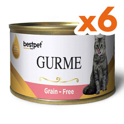 Bestpet - Bestpet Gold Gurme Sterilised Salmon Tahılsız Somonlu Kısır Kedi Konservesi 100 Gr x 6 Adet
