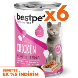 Bestpet Gravy Kitten Parça Tavuk Etli Yavru Kedi Konservesi 400 Gr x 6 Adet - Bestpet
