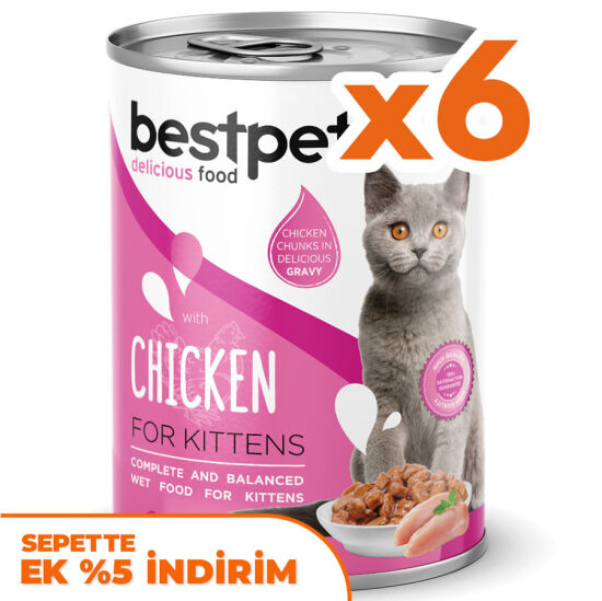 Bestpet Gravy Kitten Parça Tavuk Etli Yavru Kedi Konservesi 400 Gr x 6 Adet - 1