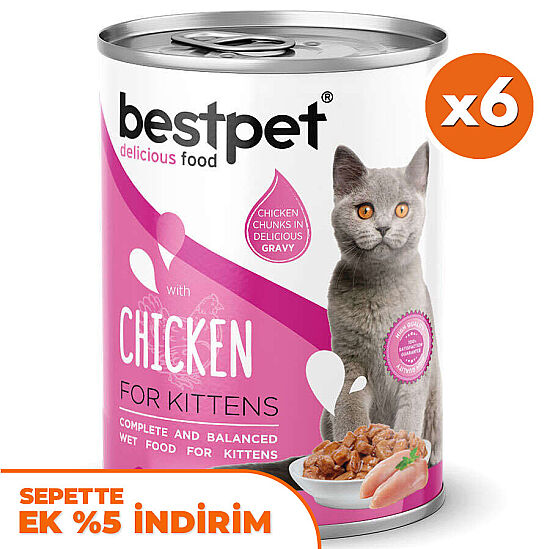 Bestpet Gravy Kitten Parça Tavuk Etli Yavru Kedi Konservesi 400 Gr x 6 Adet - 1