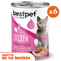 Bestpet Gravy Kitten Parça Tavuk Etli Yavru Kedi Konservesi 400 Gr x 6 Adet - Bestpet