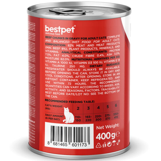 Bestpet Gravy Parça Sığır Etli Kedi Konservesi 400 Gr x 6 Adet - 4
