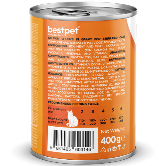 Bestpet Gravy Parça Somonlu Kedi Konservesi 400 Gr x 6 Adet - 4