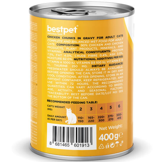 Bestpet Gravy Parça Tavuk Etli Kedi Konservesi 400 Gr x 6 Adet - 4