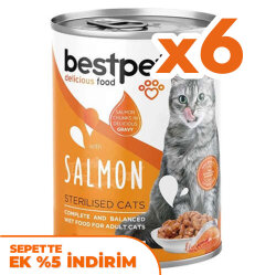 Bestpet Gravy Sterilised Parça Somonlu Kısırlaştırılmış Kedi Konservesi 400 Gr x 6 Adet - Bestpet
