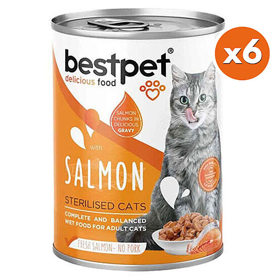 Bestpet Gravy Sterilised Parça Somonlu Kısırlaştırılmış Kedi Konservesi 400 Gr x 6 Adet - 2