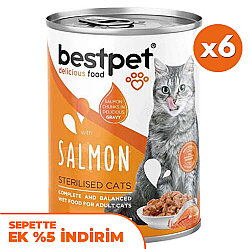 Bestpet Gravy Sterilised Parça Somonlu Kısırlaştırılmış Kedi Konservesi 400 Gr x 6 Adet - Bestpet