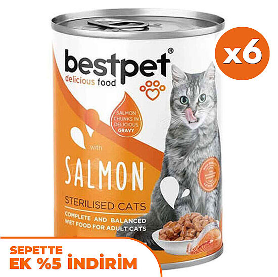 Bestpet Gravy Sterilised Parça Somonlu Kısırlaştırılmış Kedi Konservesi 400 Gr x 6 Adet - 1