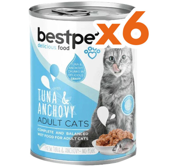Bestpet Gravy Tuna Anchovy Parça Ton ve Hamsili Kedi Konservesi 400 Gr x 6 Adet - 2