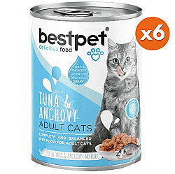 Bestpet Gravy Tuna Anchovy Parça Ton ve Hamsili Kedi Konservesi 400 Gr x 6 Adet - 2