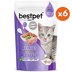 Bestpet Pouch Jelly Kitten Tavuk Etli Yavru Kedi Yaş Maması 85 Gr x 6 Adet - 2