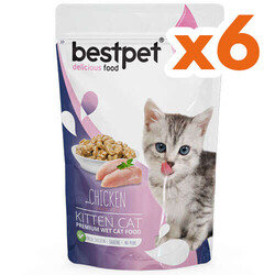 Bestpet - Bestpet Pouch Jelly Kitten Tavuk Etli Yavru Kedi Yaş Maması 85 Gr x 6 Adet