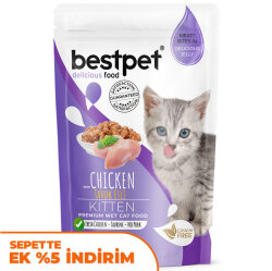 Bestpet Pouch Jelly Kitten Tavuk Etli Yavru Kedi Yaş Maması 85 Gr - Bestpet
