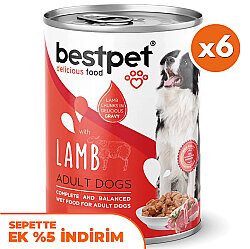 Bestpet Kuzu Etli Parça Etli ve Jöleli Köpek Konservesi 400 Gr x 6 Adet - Bestpet