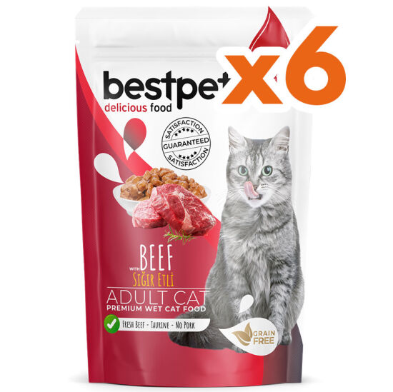 Bestpet Pouch Jelly Biftek Etli Kedi Yaş Maması 85 Gr x 6 Adet - 2