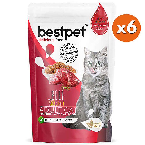 Bestpet Pouch Jelly Biftek Etli Kedi Yaş Maması 85 Gr x 6 Adet - 2
