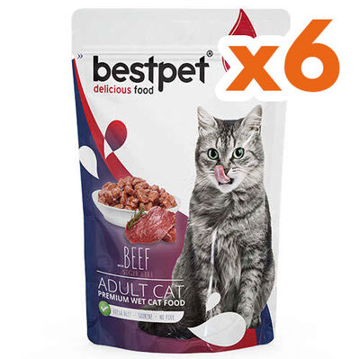 Bestpet Pouch Jelly Biftek Etli Kedi Yaş Maması 85 Gr x 6 Adet