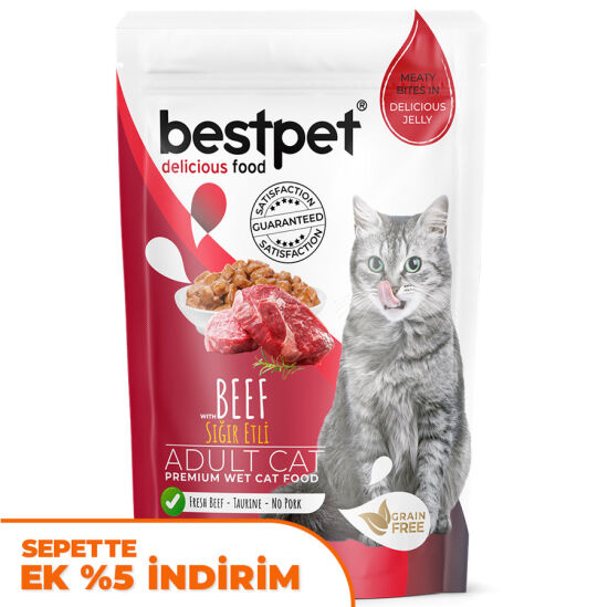 Bestpet Pouch Jelly Biftek Etli Kedi Yaş Maması 85 Gr - 1