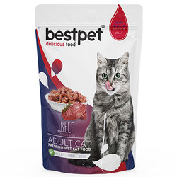 Bestpet - Bestpet Pouch Jelly Biftek Etli Kedi Yaş Maması 85 Gr