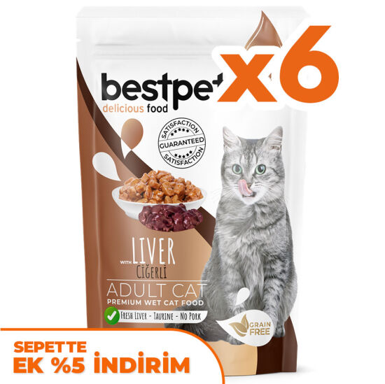 Bestpet Pouch Jelly Ciğerli Kedi Yaş Maması 85 Gr x 6 Adet - 1
