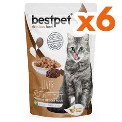 Bestpet - Bestpet Pouch Jelly Ciğerli Kedi Yaş Maması 85 Gr x 6 Adet