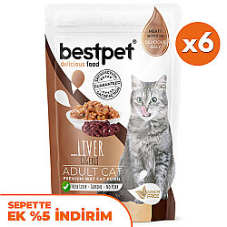 Bestpet Pouch Jelly Ciğerli Kedi Yaş Maması 85 Gr x 6 Adet - Bestpet