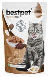 Bestpet - Bestpet Pouch Jelly Ciğerli Kedi Yaş Maması 85 Gr