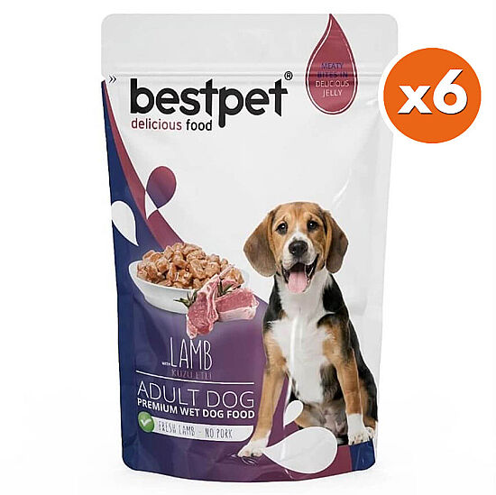 Bestpet Pouch Jelly Kuzu Etli Jöleli Köpek Yaş Maması 100 Gr x 6 Adet - 2