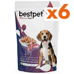 Bestpet - Bestpet Pouch Jelly Kuzu Etli Jöleli Köpek Yaş Maması 100 Gr x 6 Adet