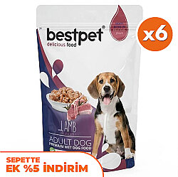 Bestpet Pouch Jelly Kuzu Etli Jöleli Köpek Yaş Maması 100 Gr x 6 Adet - Bestpet