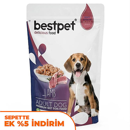 Bestpet Pouch Jelly Kuzu Etli Jöleli Köpek Yaş Maması 100 Gr - 1