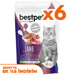 Bestpet Pouch Jelly Kuzu Etli Kedi Yaş Maması 85 Gr x 6 Adet - Bestpet