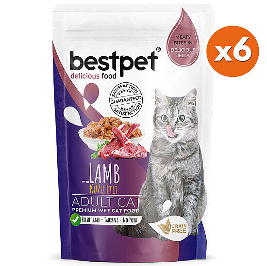 Bestpet Pouch Jelly Kuzu Etli Kedi Yaş Maması 85 Gr x 6 Adet - 2