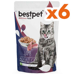 Bestpet - Bestpet Pouch Jelly Kuzu Etli Kedi Yaş Maması 85 Gr x 6 Adet